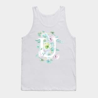 Botanical alphabet U green and purple flowers Tank Top